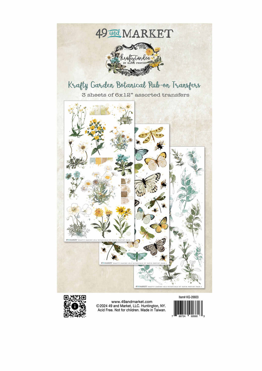 49 and market Krafty Garden Botanical rub on transfer