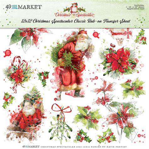 49 & Market 12 x 12 Christmas Spectacular rub on transfer sheet